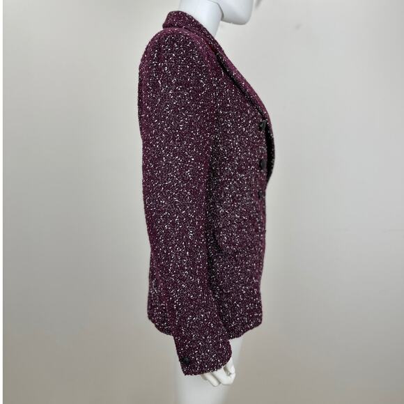 Rag&Bone Preston Double Breasted Blazer Boucle Tweed Wool Burgundy US 8 - Picture 12 of 16